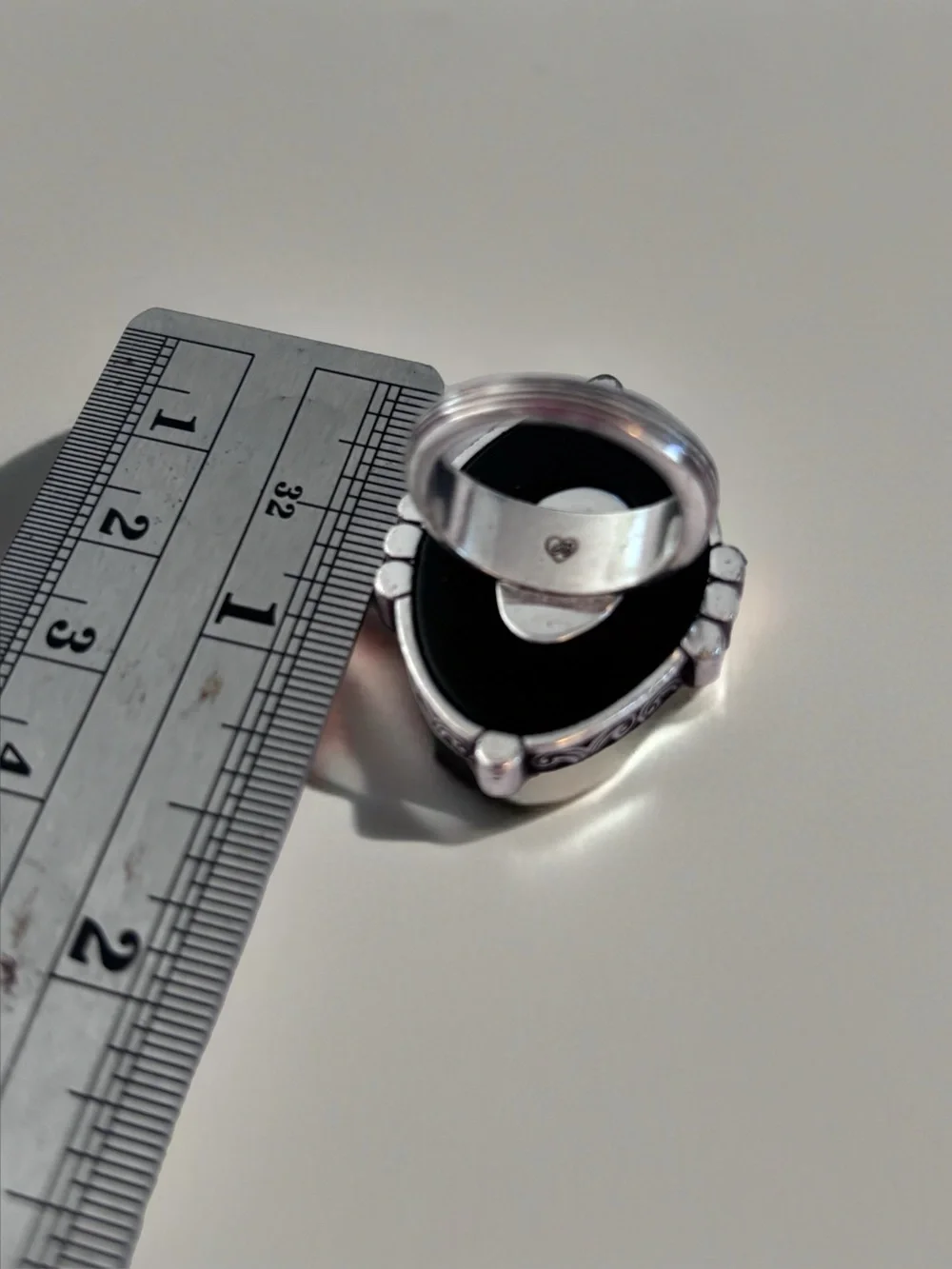 Brighton Silver Filigree Scroll Ring with Crystal Accents.  Scrollwork & Crystal